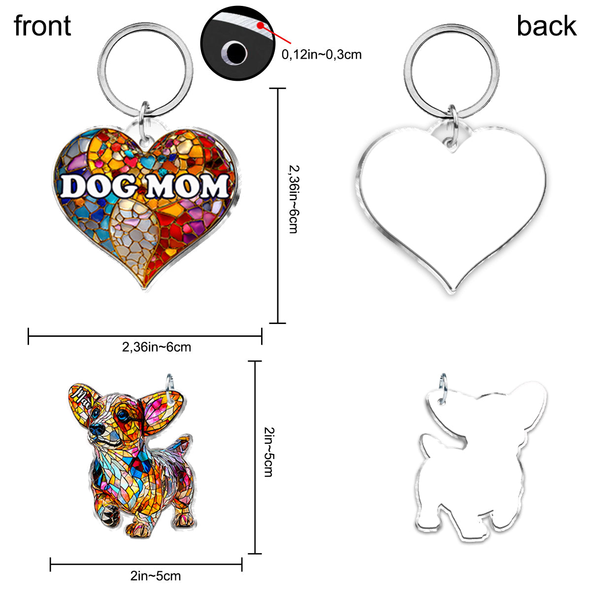 Dog Mom - Personalized Dog Keychain With Charms