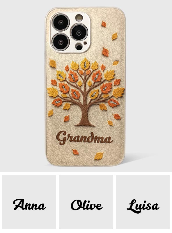 Mom Grandma Tree - Personalized Mother Leather Phone Case