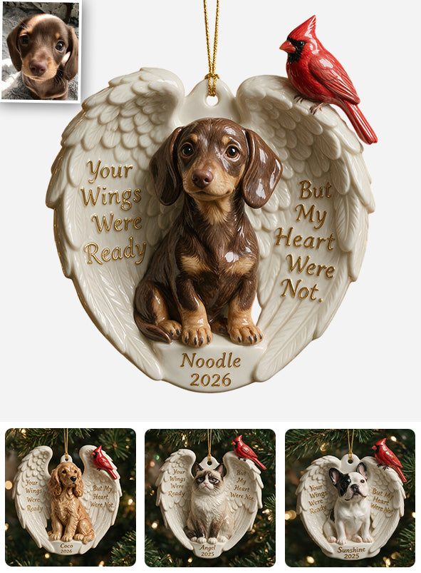 Your Wings Were Ready - Personalized Dog Custom Shape Ceramic Ornament