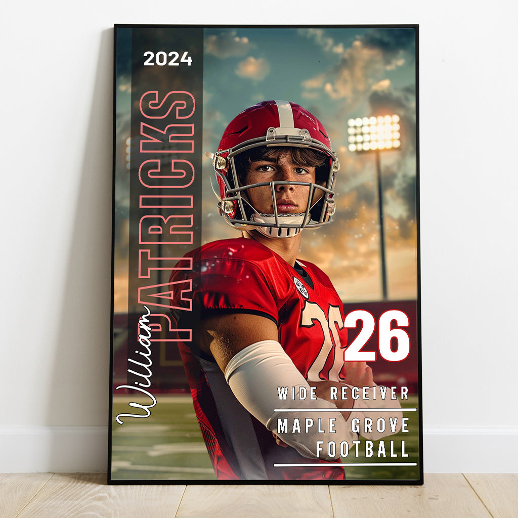 Any Sport, Name, Postion, Number, Team.... - Personalized Football Canvas And Poster