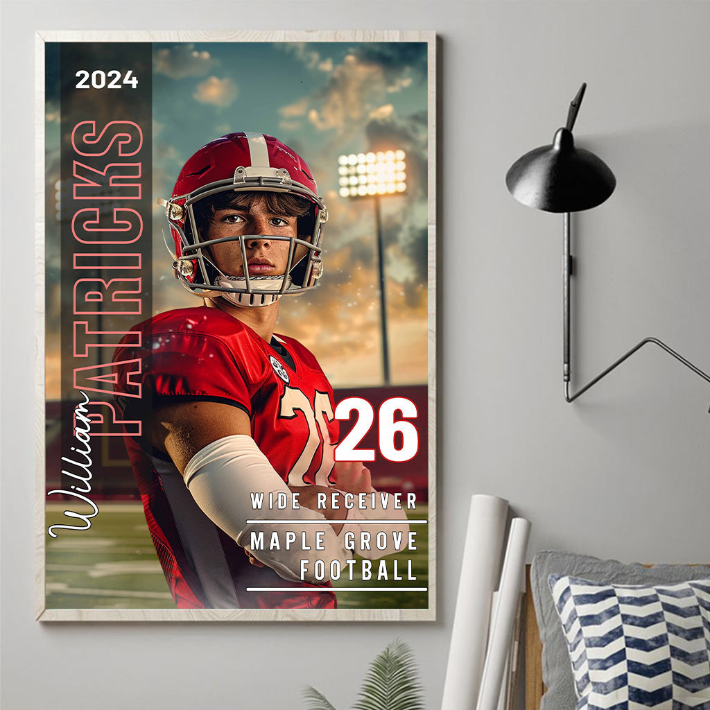 Any Sport, Name, Postion, Number, Team.... - Personalized Football Canvas And Poster