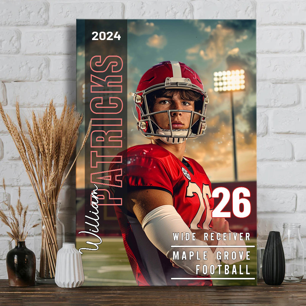 Any Sport, Name, Postion, Number, Team.... - Personalized Football Canvas And Poster