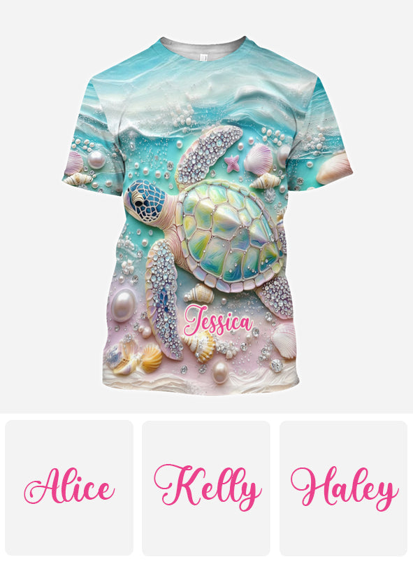 Ich liebe Schildkröten – Personalisiertes T-Shirt mit Schildkrötenmuster