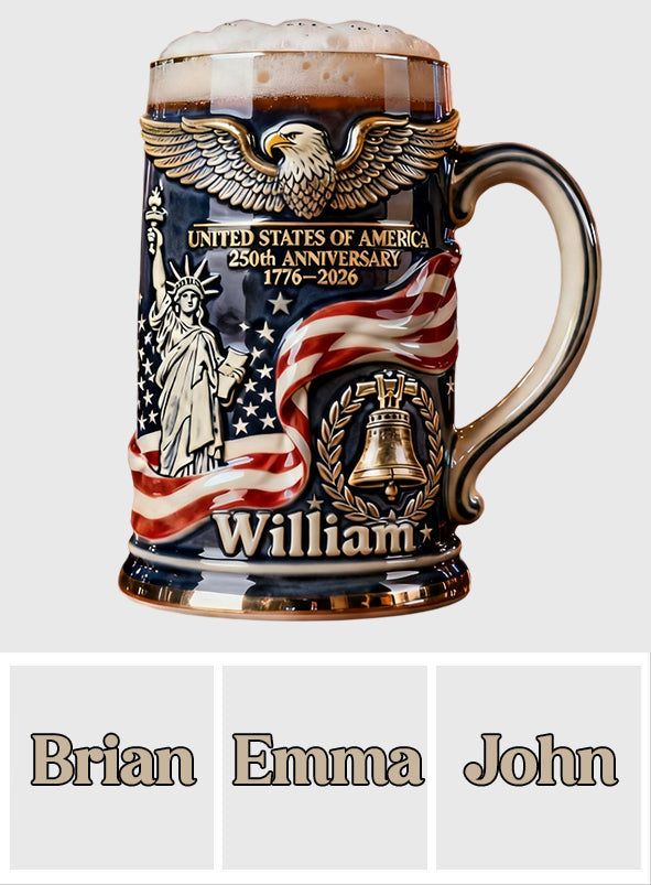 USA 250th Anniversary - Personalized Patriot Beer Stein