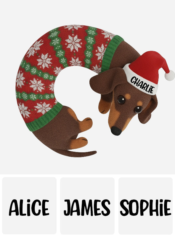 Niedlicher Dackel-Weihnachtsbaumrock – personalisierter, rutschfester Dackel-Teppich