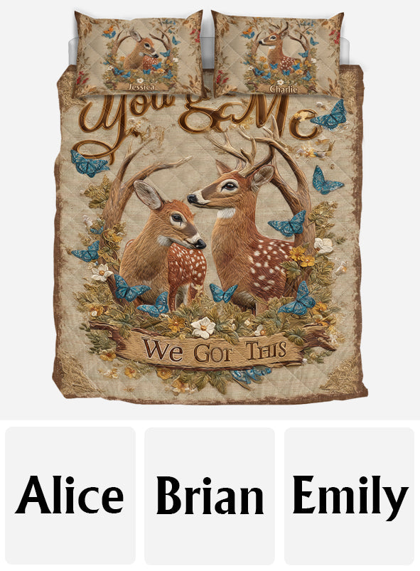 Du und ich, wir schaffen das – Personalisiertes Jagd-Quilt-Set