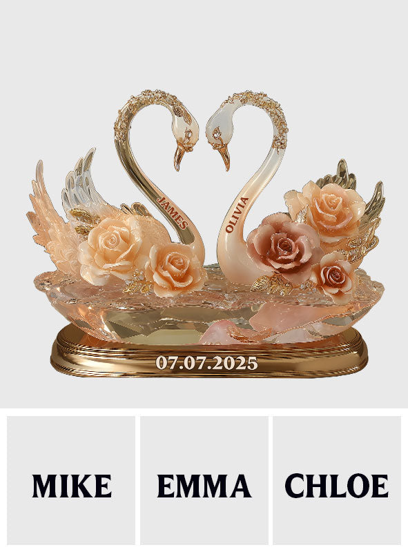 Enternal Love, Swan Couple - Personalized Couple Custom Shaped Acrylic Plaque