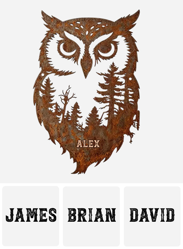 Beautiful Forest Owl - Personalized Owl Cut Metal Sign