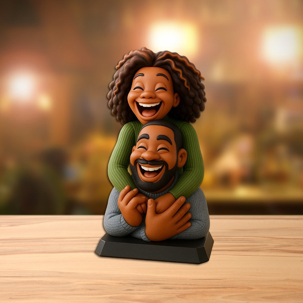 Funny Gift Cartoonish Exaggerated Mascot Style - Personalized Couple Custom Shaped Acrylic Plaque