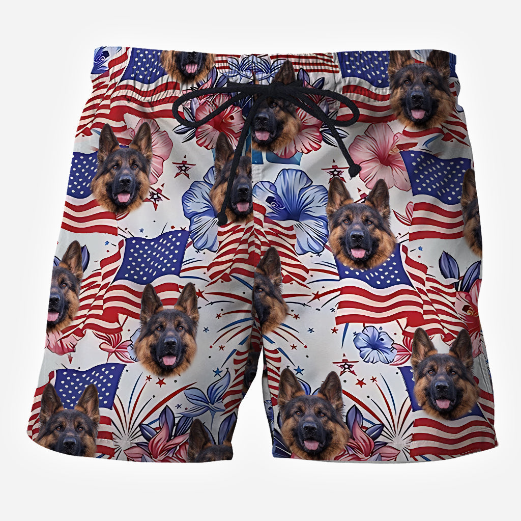Patriotic Dog - Personalized Dog Hawaiian Shirt & Men Shorts