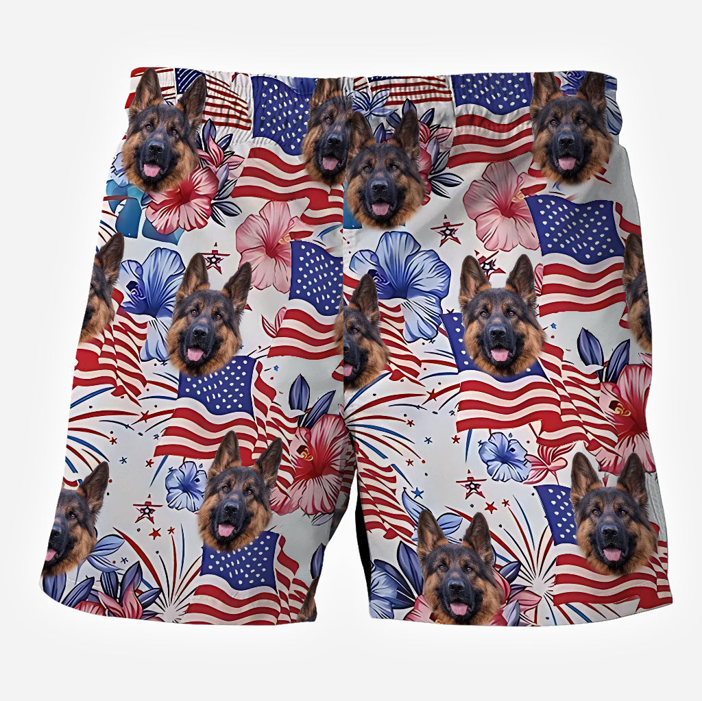 Patriotic Dog - Personalized Dog Hawaiian Shirt & Men Shorts