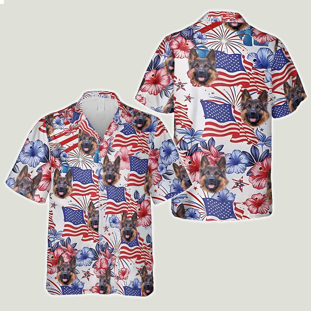 Patriotic Dog - Personalized Dog Hawaiian Shirt & Men Shorts