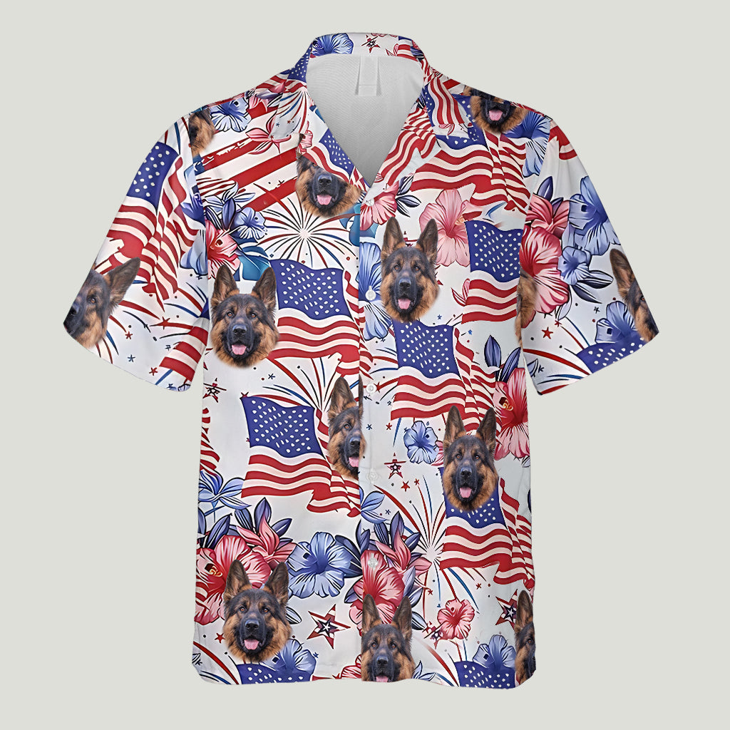 Patriotic Dog - Personalized Dog Hawaiian Shirt & Men Shorts