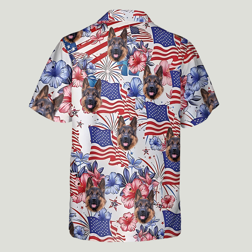 Patriotic Dog - Personalized Dog Hawaiian Shirt & Men Shorts