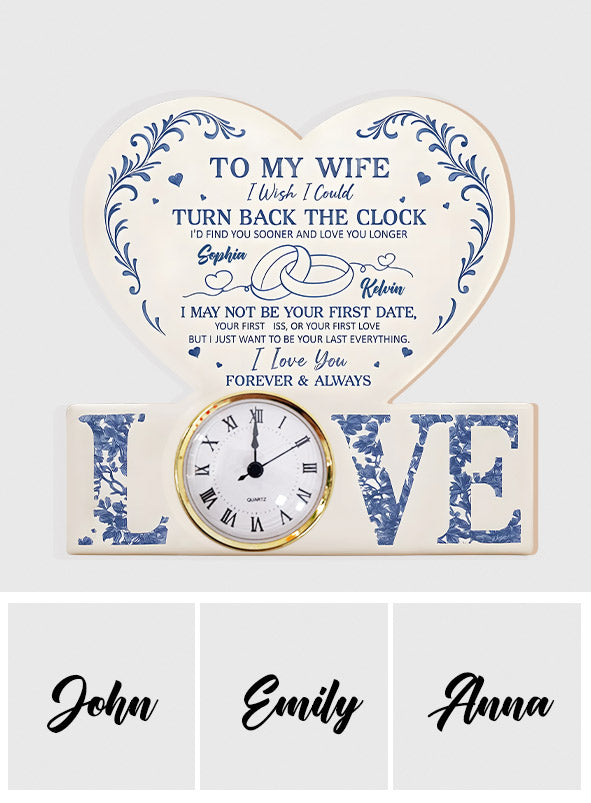 Anniversary Gift I Wish I Could Turn Back The Clock - Personalized Couple Acrylic Clock Plaque
