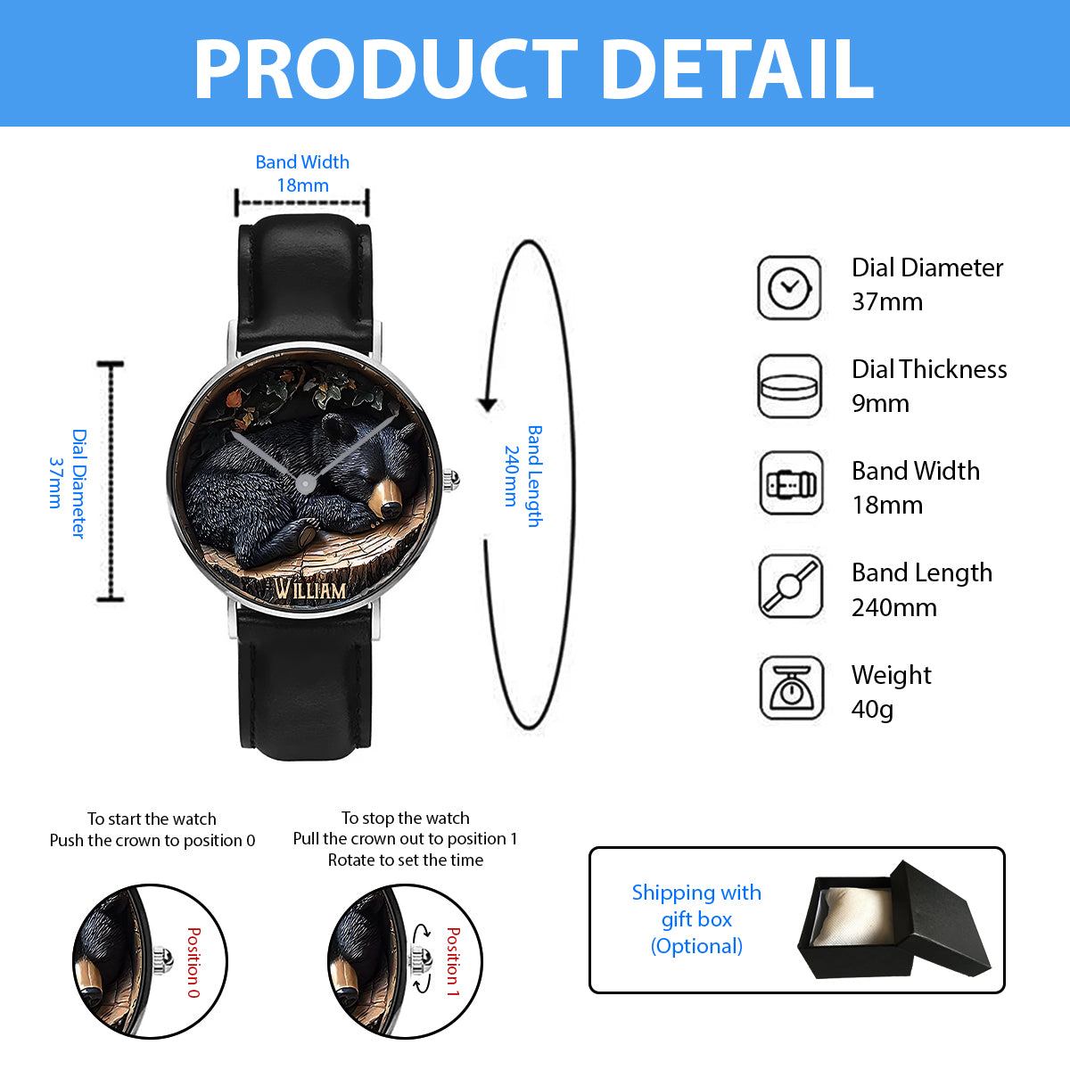 Black Bear - Personalized Hunting Hand Watch