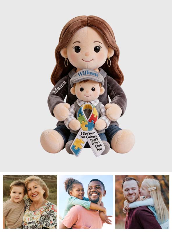 Autism Awareness Hug - Personalized Autism Awareness Faux Fur Shaped Pillow