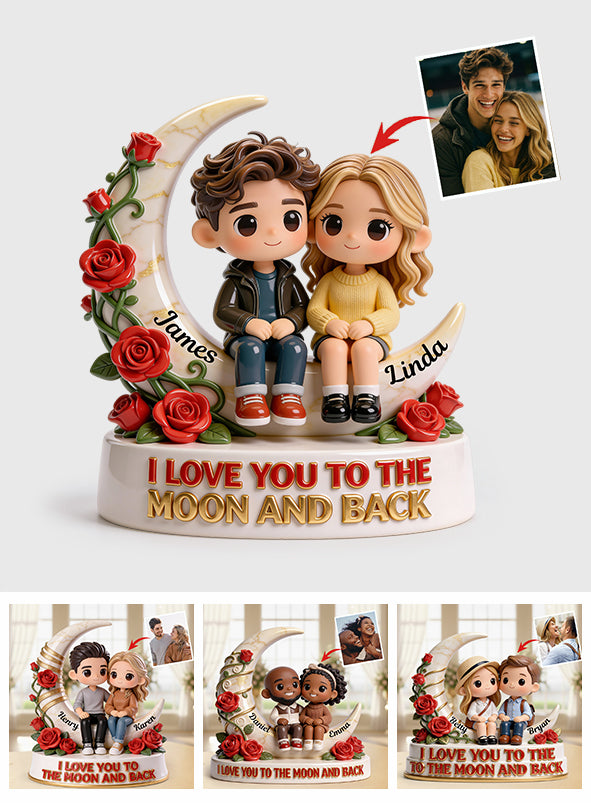 I Love You To The Moon And Back - Personalized Couple Custom Shaped Acrylic Plaque