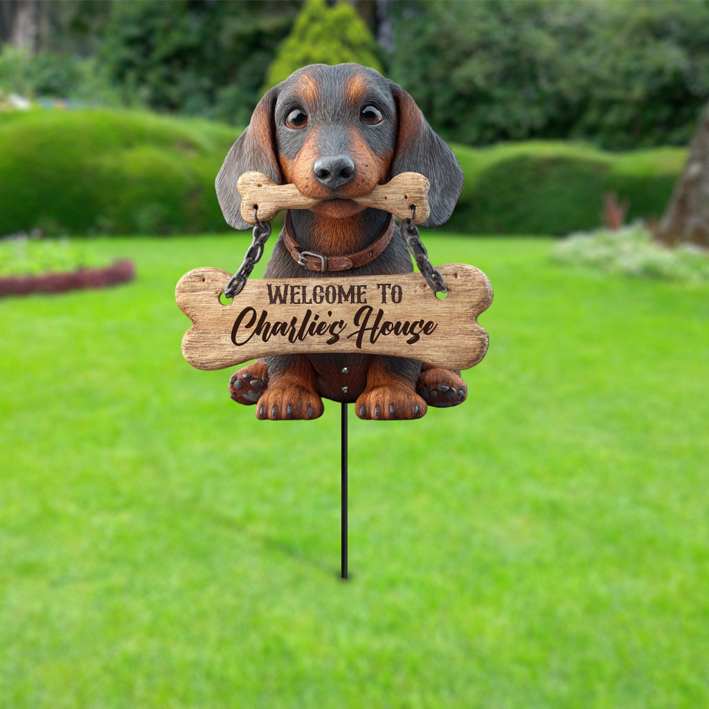 Welcome - Personalized Dachshund Acrylic Garden Sign