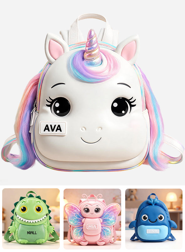 Niedlicher Tier - Personalisierter Kinder Rucksack mit wechselbarem Lederpatch