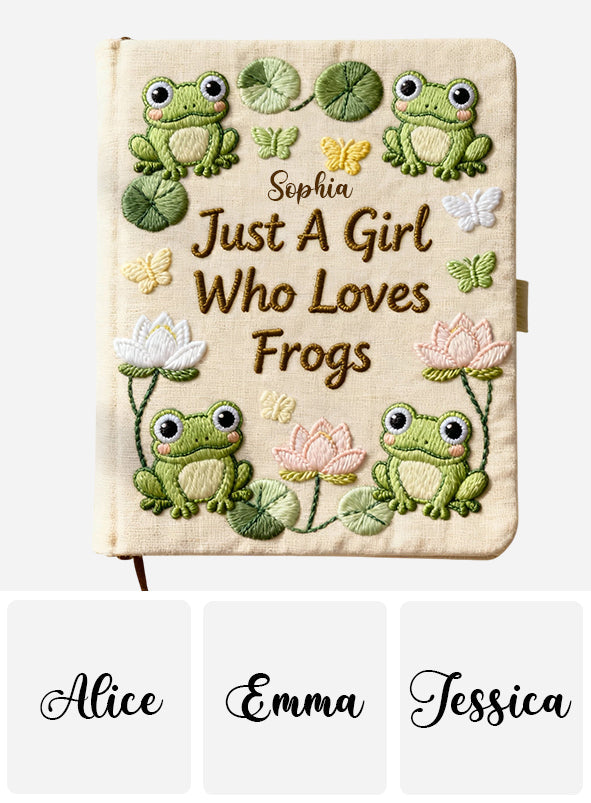 Carnet en cuir personnalisé « Juste une fille qui aime les grenouilles »