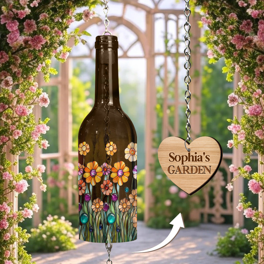My Beautiful Garden - Personalized Gardening Wine Bottle Wind Chime