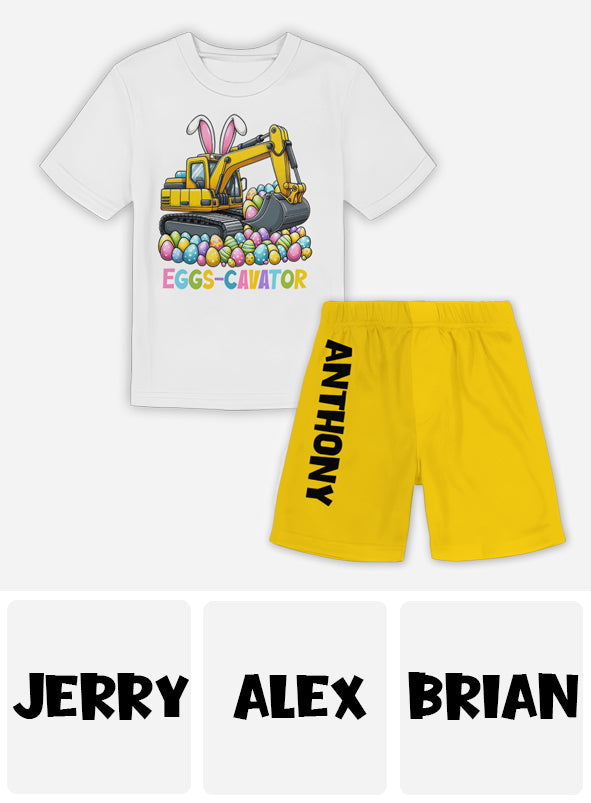 Eggs-Cavator - T-shirt et short personnalisés pour enfant