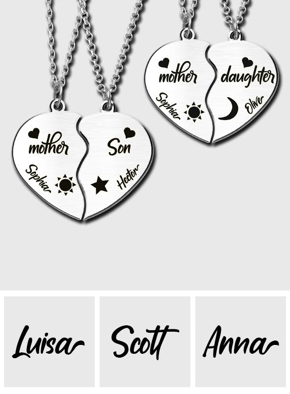 I Love You - Personalized Mother Matching Pendant Necklace