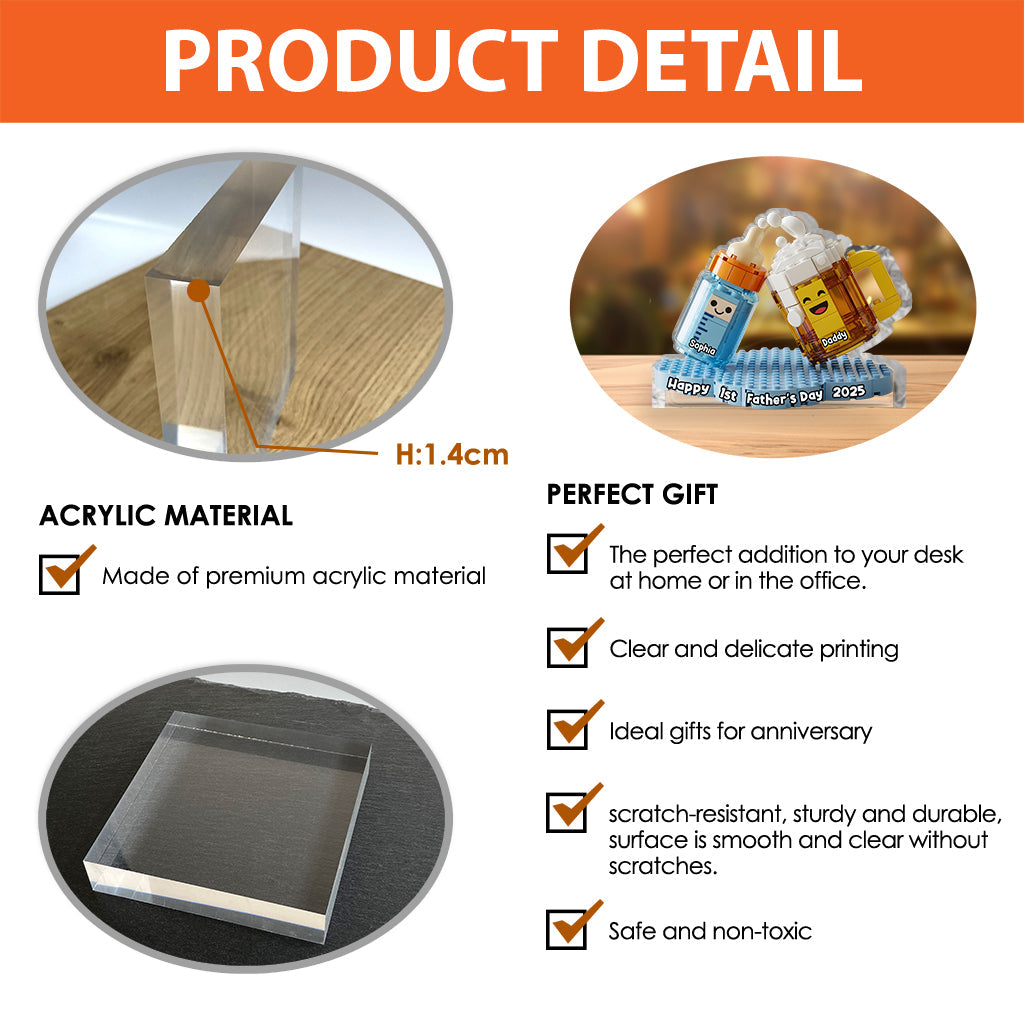 First Fathers Day - New Daddy Announcement - Personalized Father Custom Shaped Acrylic Plaque