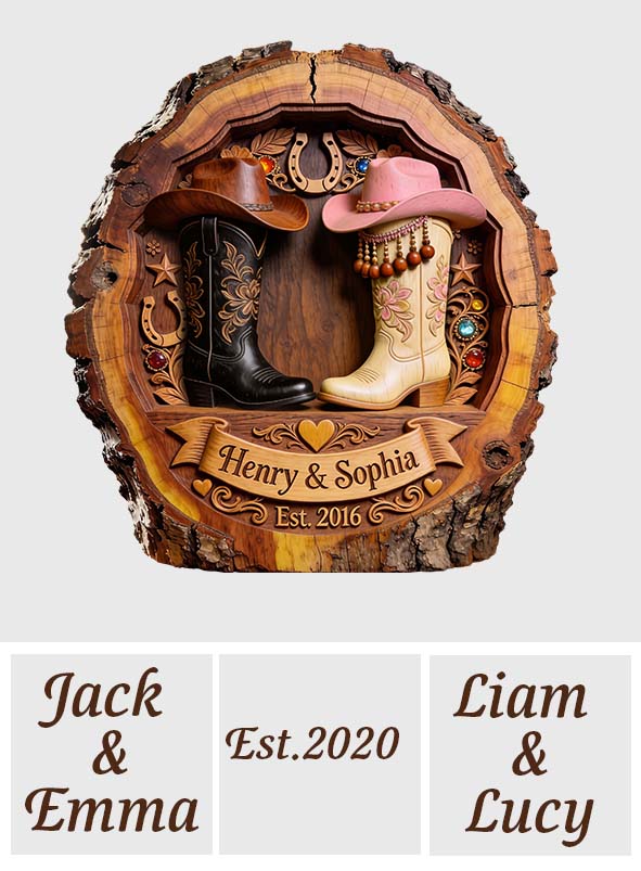 Du & Ich - Personalisierte Western-Outfit 2-lagiges Holzschild / Holzplatte