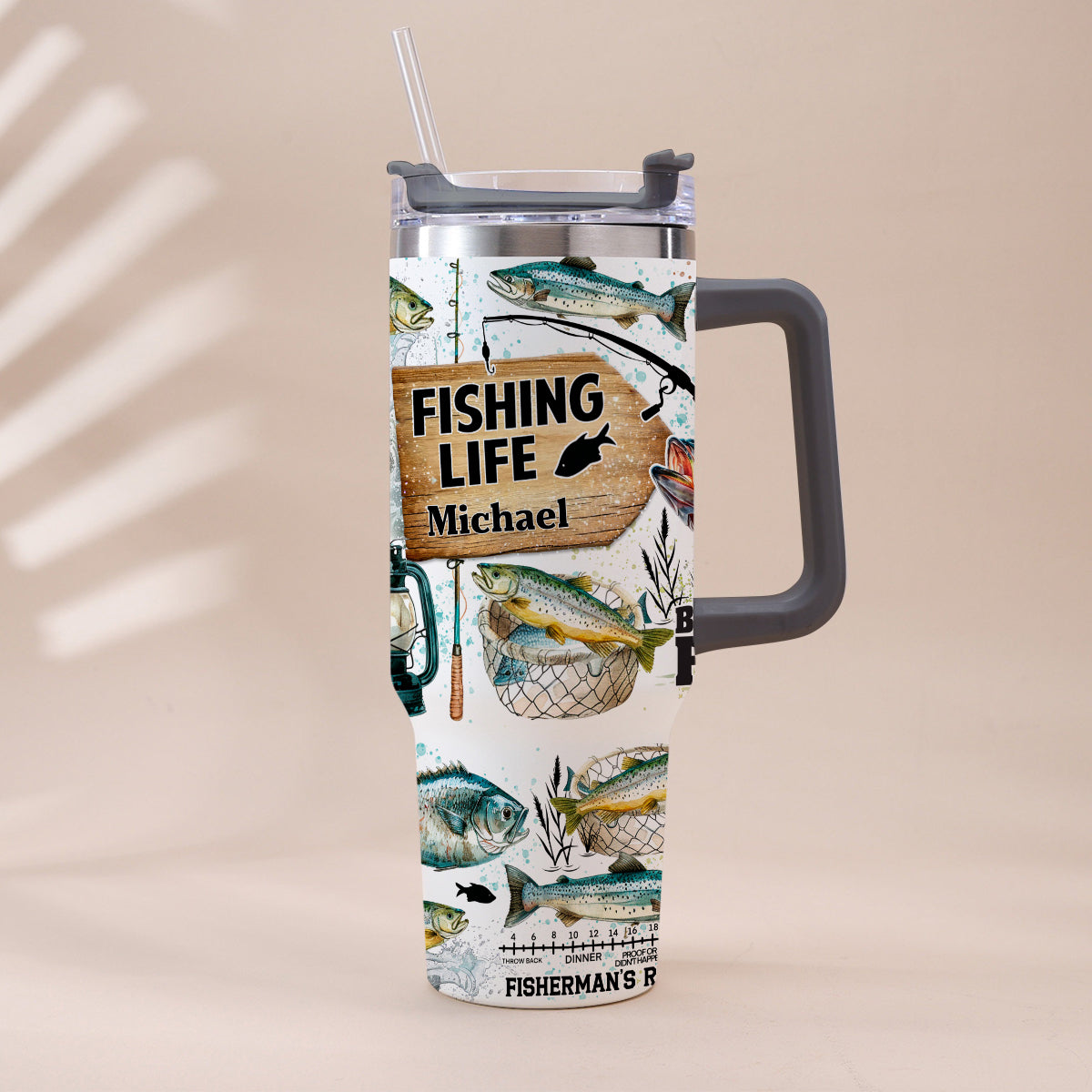 Just One More Cast - Personalized Fishing Tumbler With Handle
