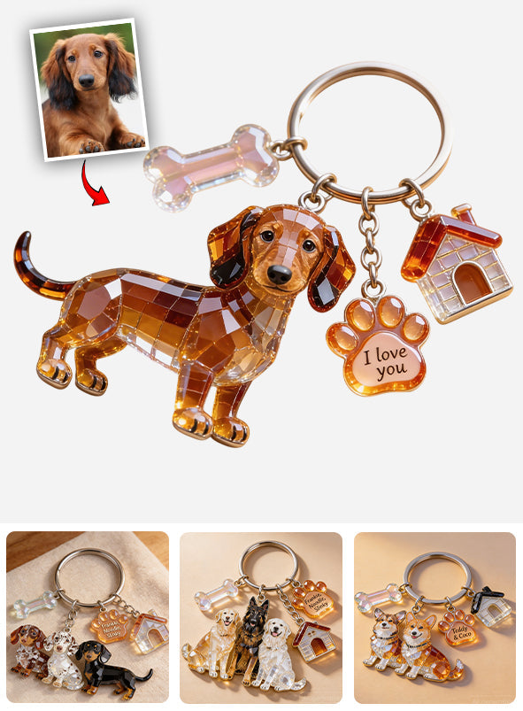 J'aime mon chien - Porte-clés chien personnalisé avec breloques