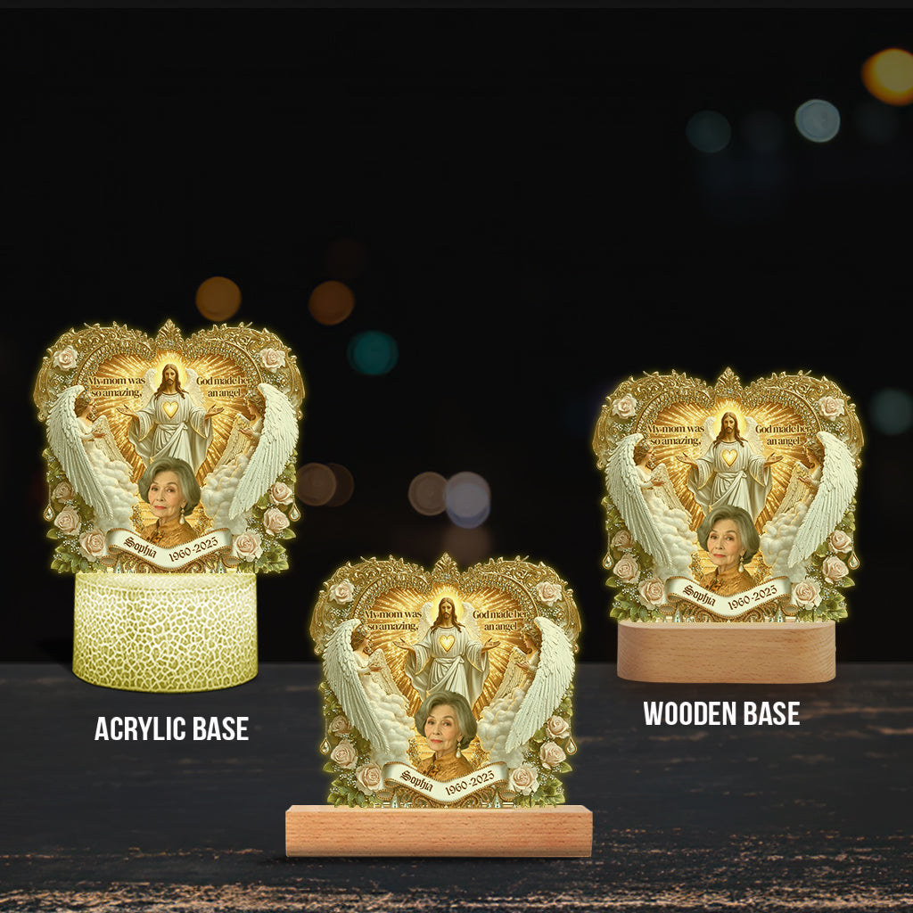 My Mom Was So Amazing - Personalized Memorial Mother Shaped Plaque Light Base