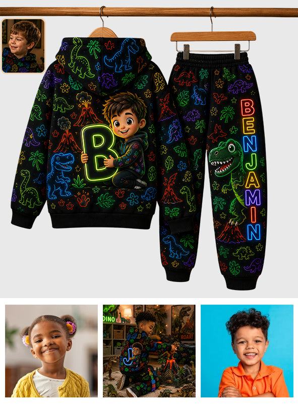 Neon Stil Geschenk für Kinder - Personalisierter Kinder Hoodie & Jogginghose