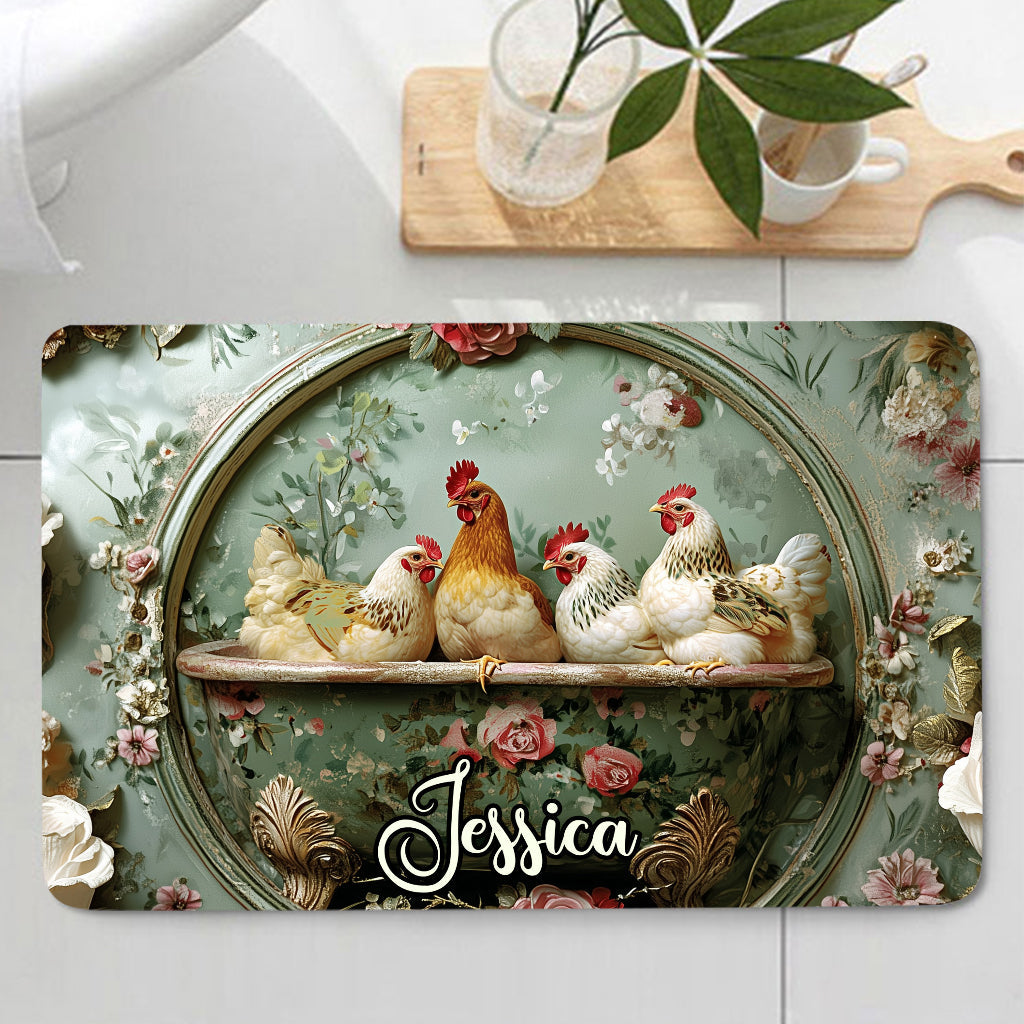 Floral Farm Animals - Personalized Farmer Bathroom Curtain & Mats Set