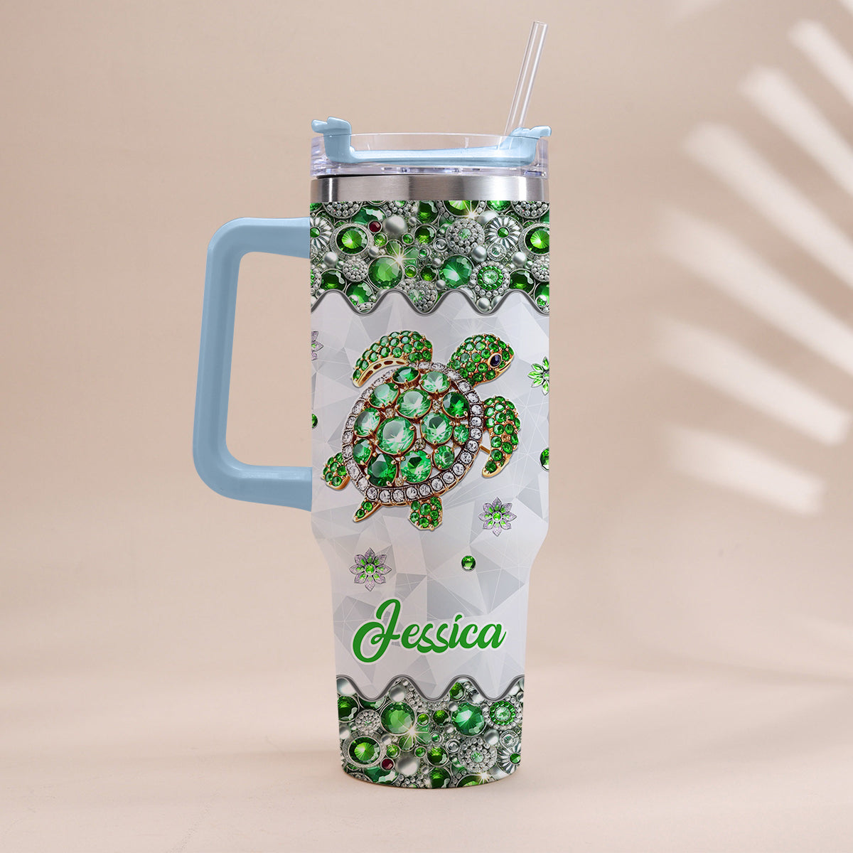 Love Turtles - Personalized Turtle Tumbler With Handle