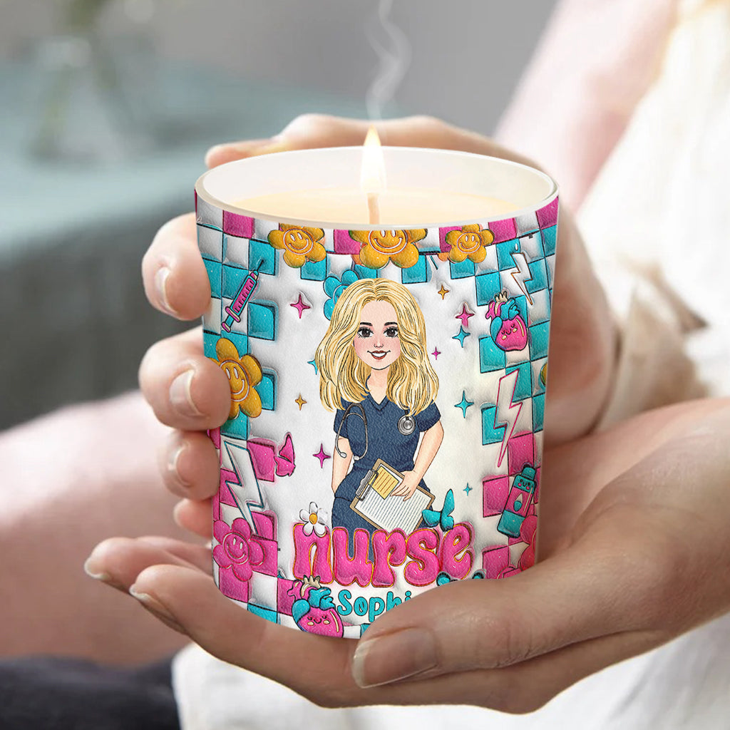 Nurse Life - Personalized Nurse Candle With Wooden Lid
