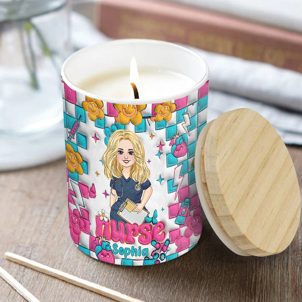 Nurse Life - Personalized Nurse Candle With Wooden Lid