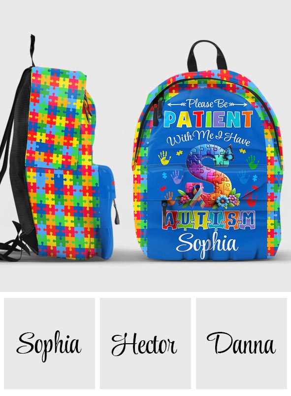 Soyez gentils avec moi - Sac à dos personnalisé de sensibilisation à l'autisme