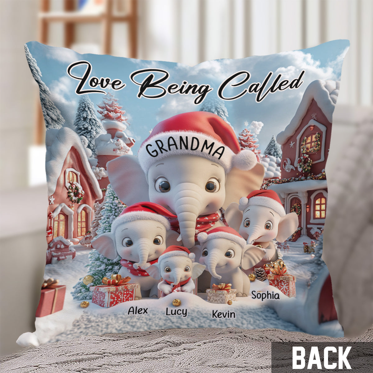 Love Being A Grandma Elephant - Personalized Grandma Throw Pillow