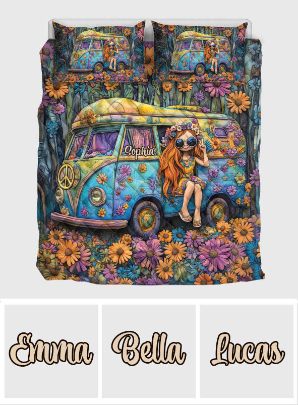 Fantastisches Caravan - Personalisiertes Hippie-Bettdecken-Set