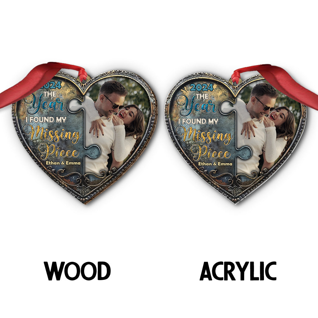 The Year I Found My Missing Piece Kissing Couple - Personalized Couple Ornament