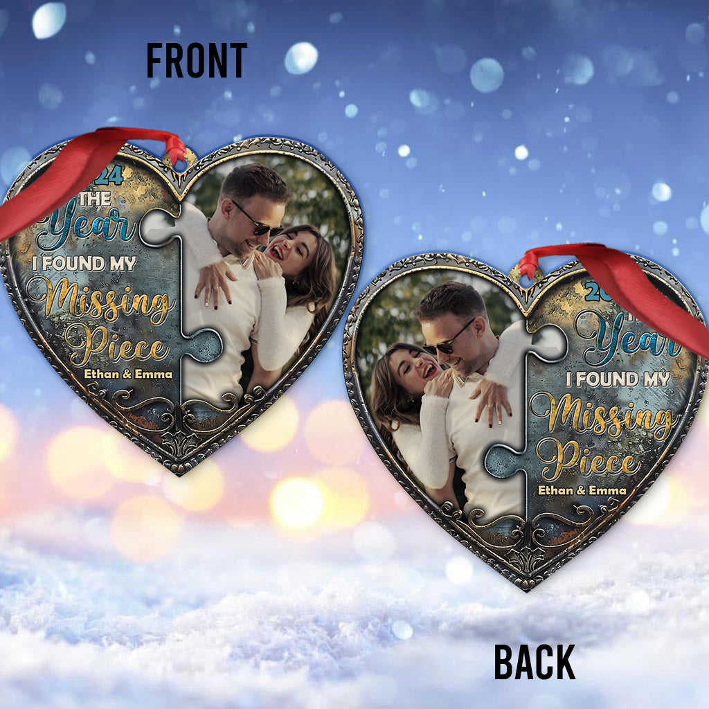 The Year I Found My Missing Piece Kissing Couple - Personalized Couple Ornament