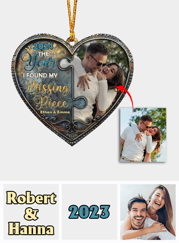 The Year I Found My Missing Piece Kissing Couple - Personalized Couple Ornament