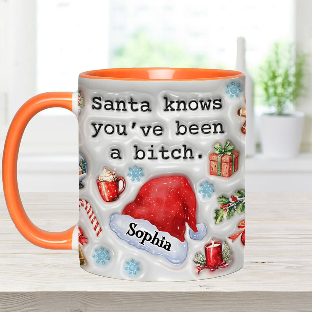 Santa Knows - Personalized Bestie Accent Mug