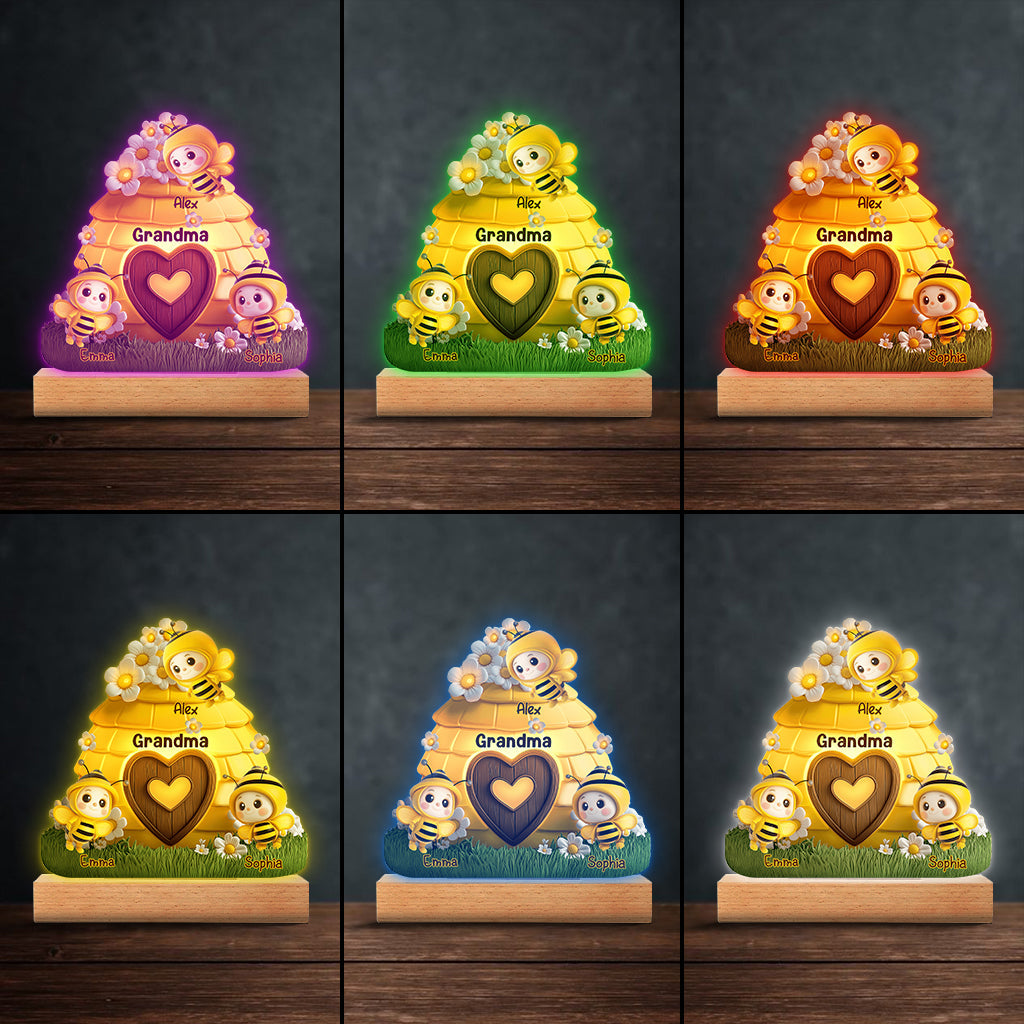 Reason To Bee Happy - Personalized Grandma Shaped Plaque Light Base