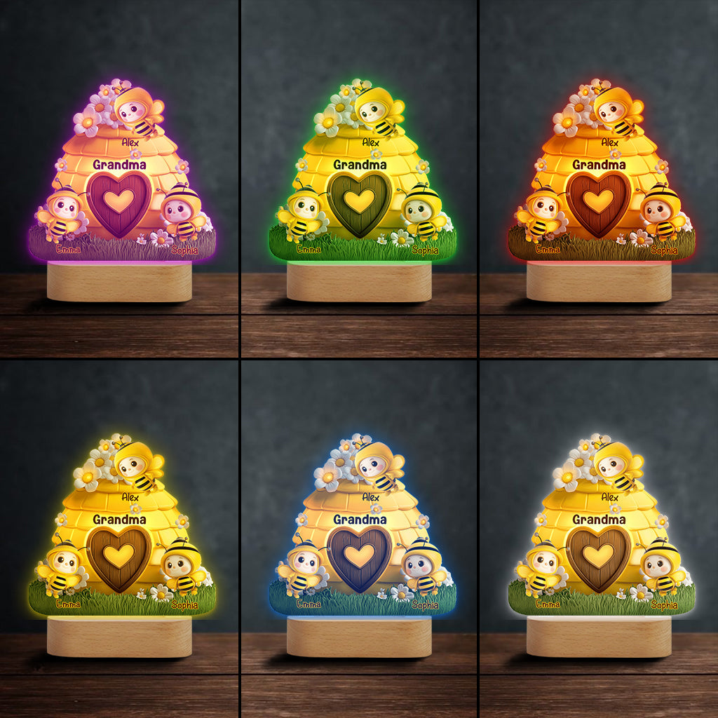Reason To Bee Happy - Personalized Grandma Shaped Plaque Light Base