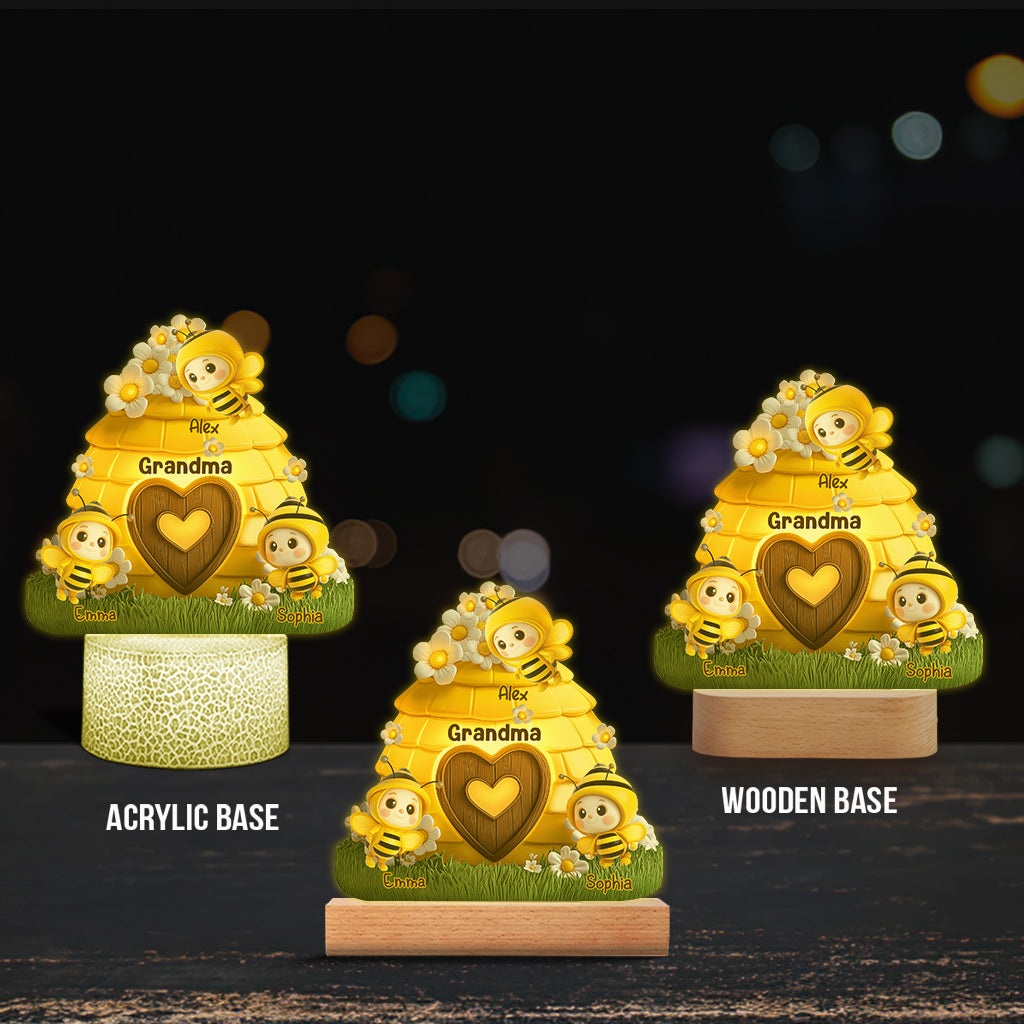 Reason To Bee Happy - Personalized Grandma Shaped Plaque Light Base