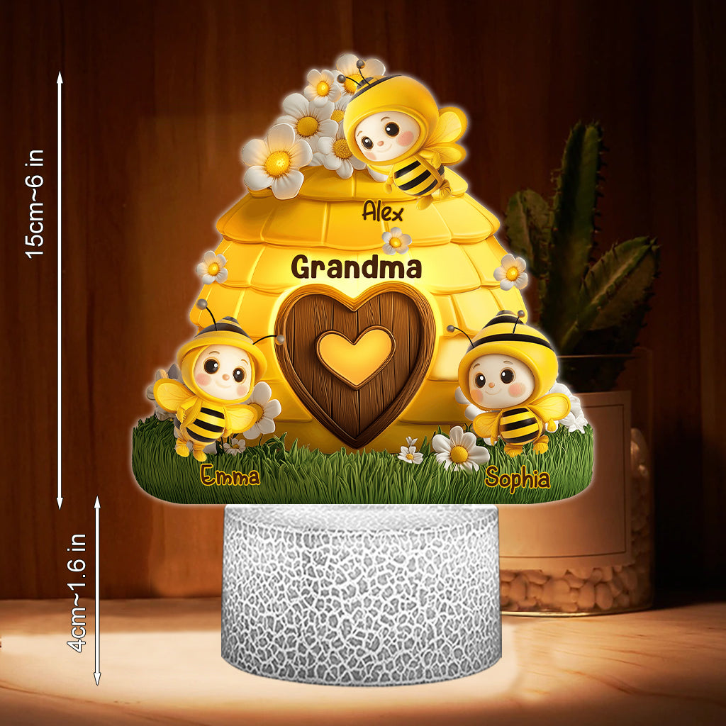 Reason To Bee Happy - Personalized Grandma Shaped Plaque Light Base