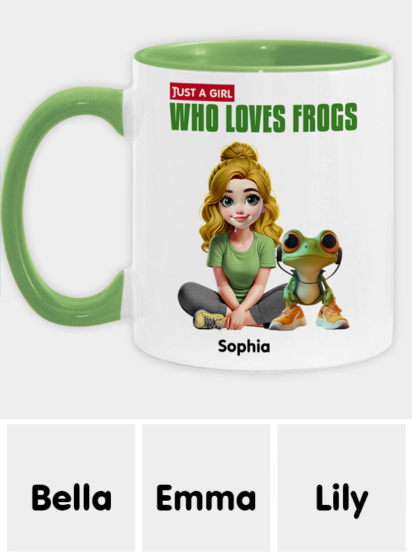 Mug personnalisé à motif grenouille « Juste une fille qui adore les grenouilles »